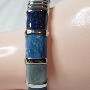Priemer Designs Multi-color Blue and Silver Enamel Bracelet